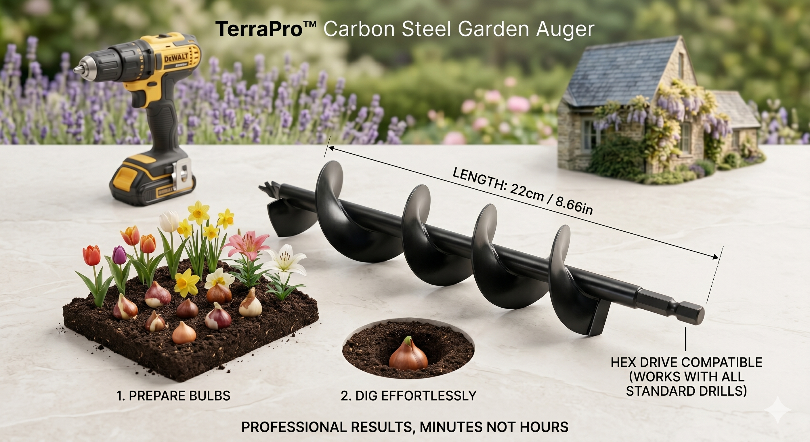 TerraPro™ Carbon Steel Garden Auger – Effortless Planting & Soil Aeration